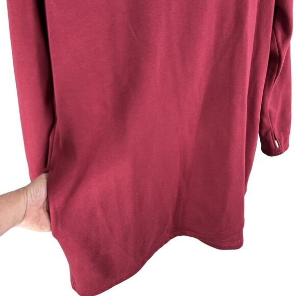 Athleta Cozy Karma Asymmetrical Zip Fleece Lined Sweatshirt Dress 1X Burgundy - Picture 4 of 16